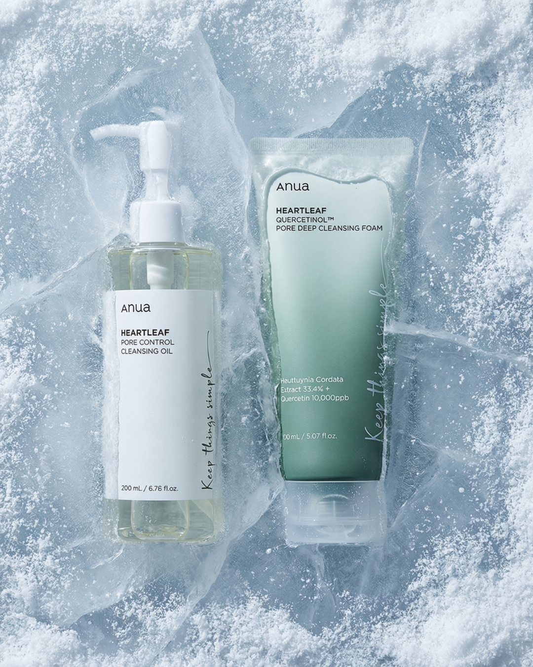ANUA Heartleaf Double Cleansing Duo oil and foam cleanser set